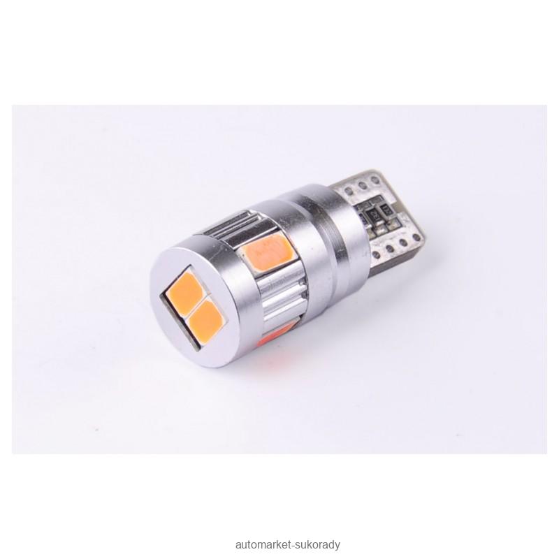 Žárovka LED 12V 5W W2,1x9,5d oranžová 6xSMD5630 CANBUS