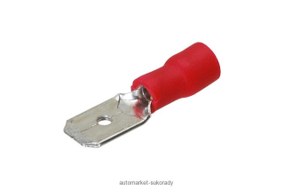 Kolík plochý 6,3 mm červený - balení 100 ks