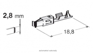 Konektor - dutinka 2,8mm plochá pro vodič 0,5-1mm