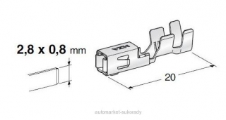 Konektor - dutinka 2,8mm plochá pro vodič 0,35-0,75 mm